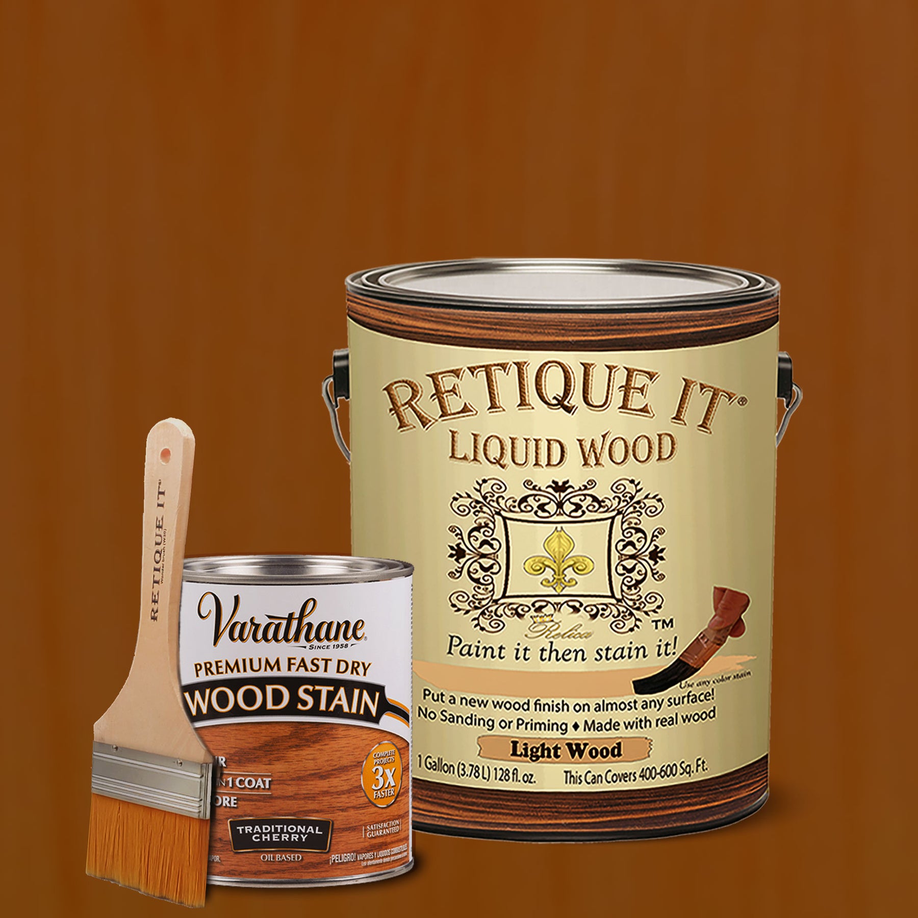 Liquid Wood Kit - Traditional Cherry Oil-based Stain - Retique It®