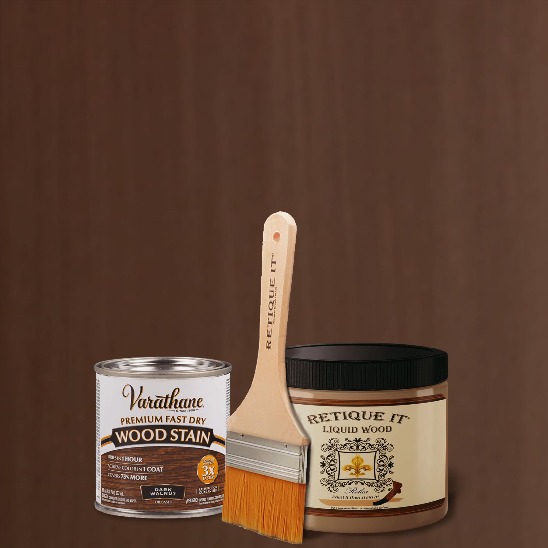 Liquid Wood Kit - Dark Walnut Oil-based Stain - Retique It®