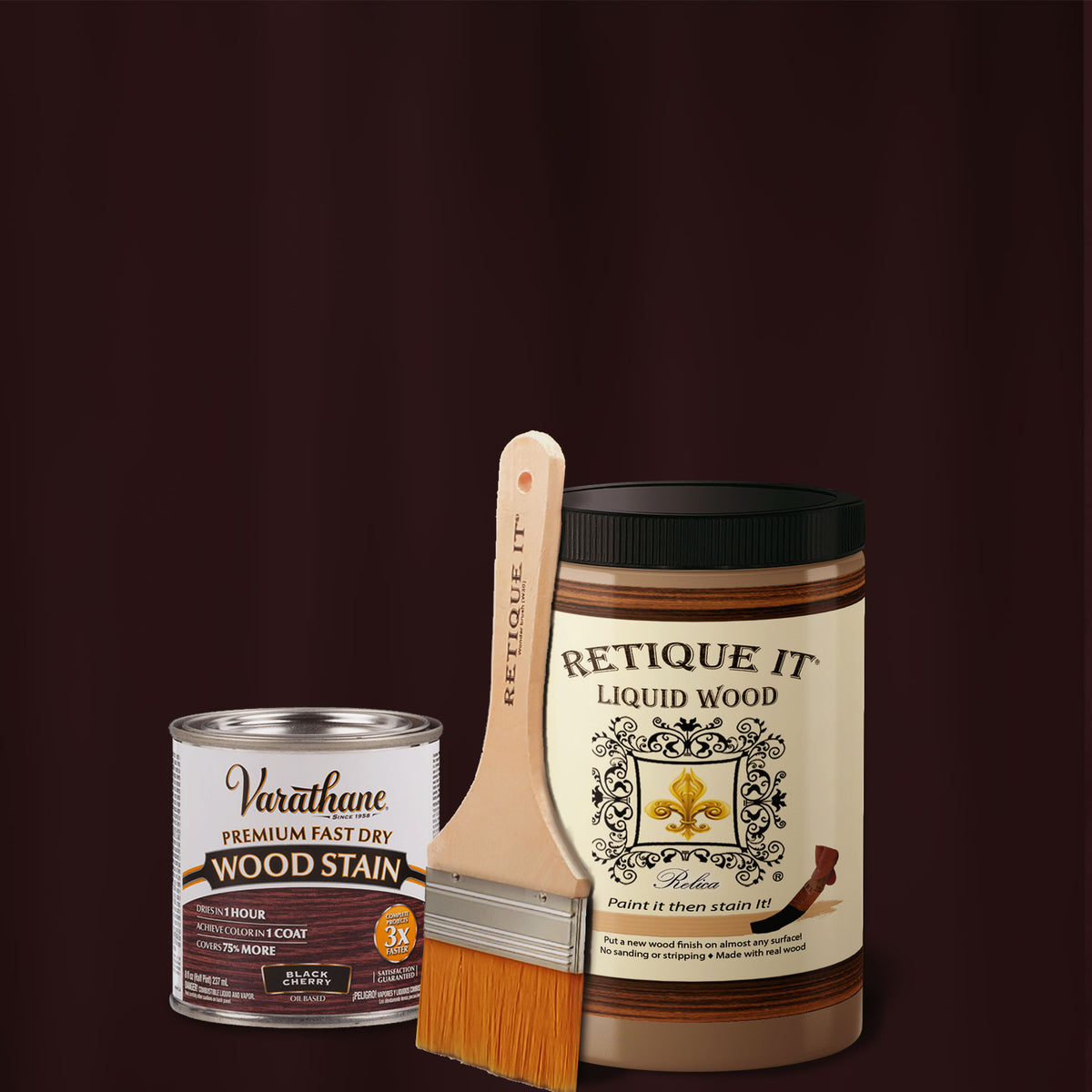 Liquid Wood Kit - Black Cherry Oil-based Stain - Retique It®